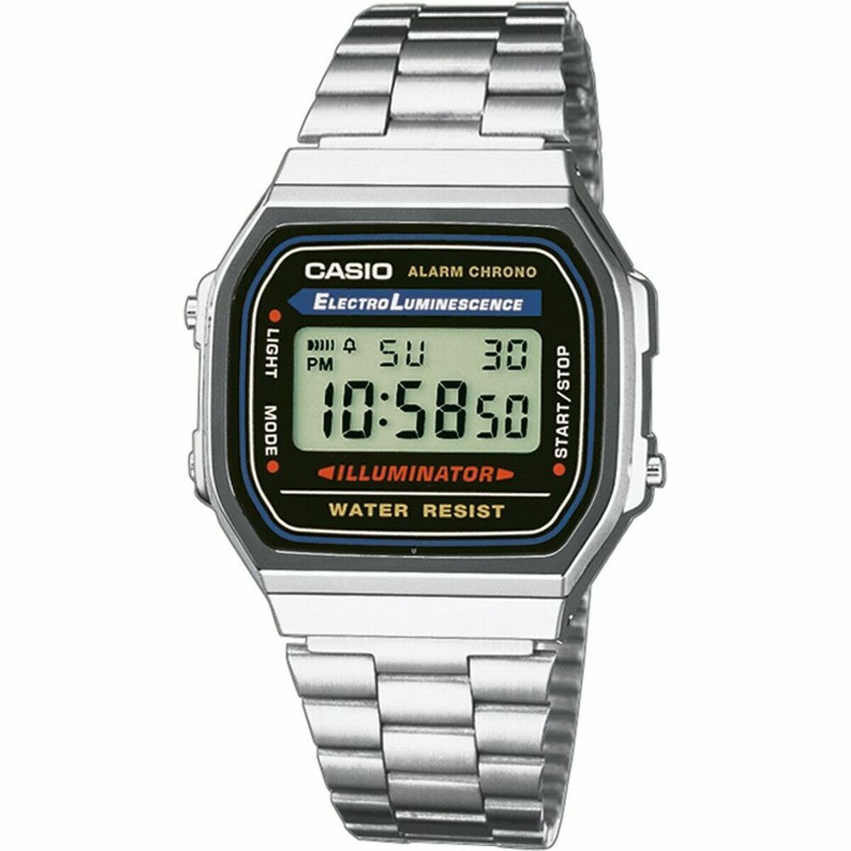 Herreur Casio A168WA-1YES Sort Sølvfarvet